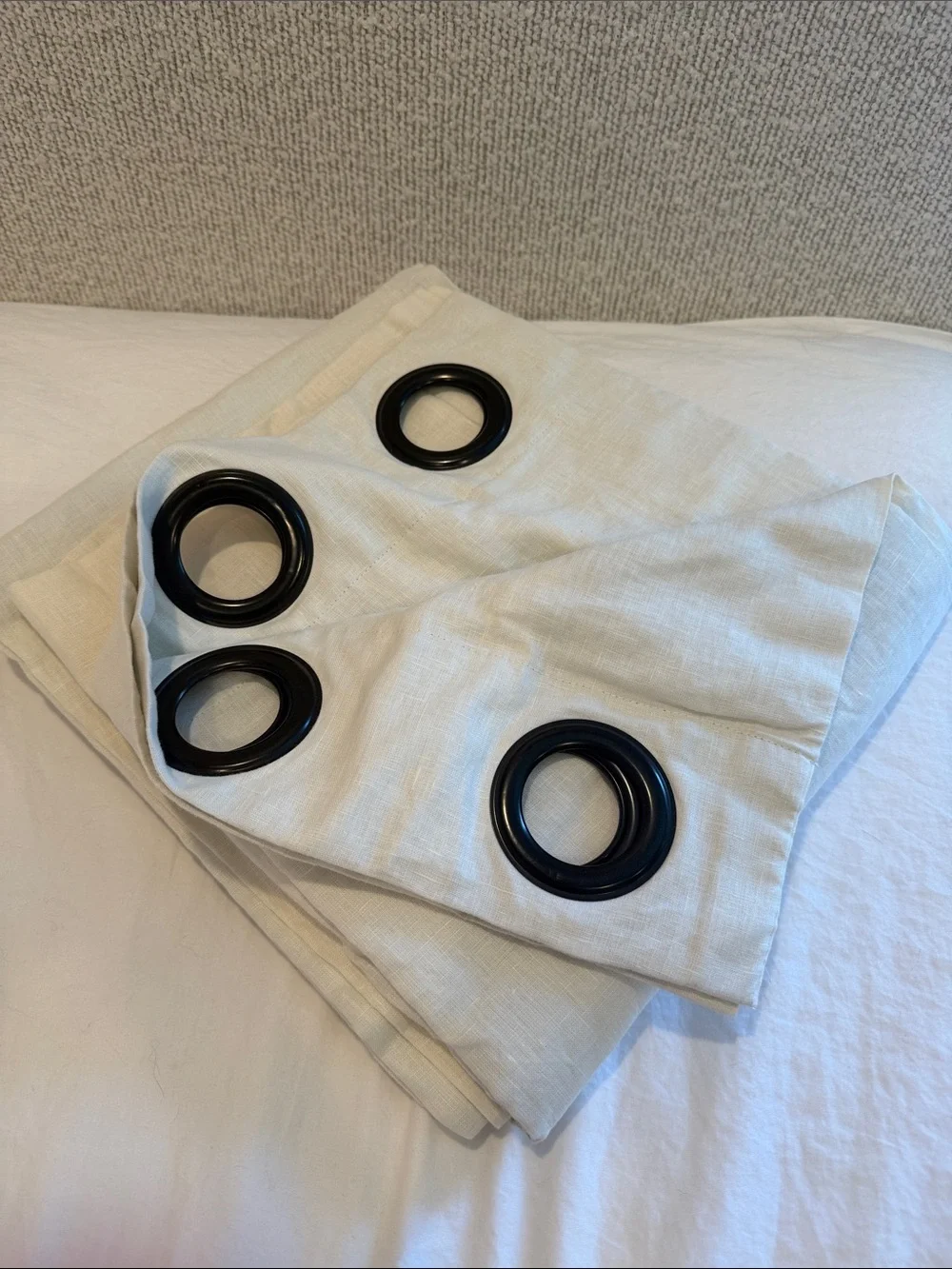 Quince European Blackout Linen Curtain Panel with Grommets in Ivory 48x108